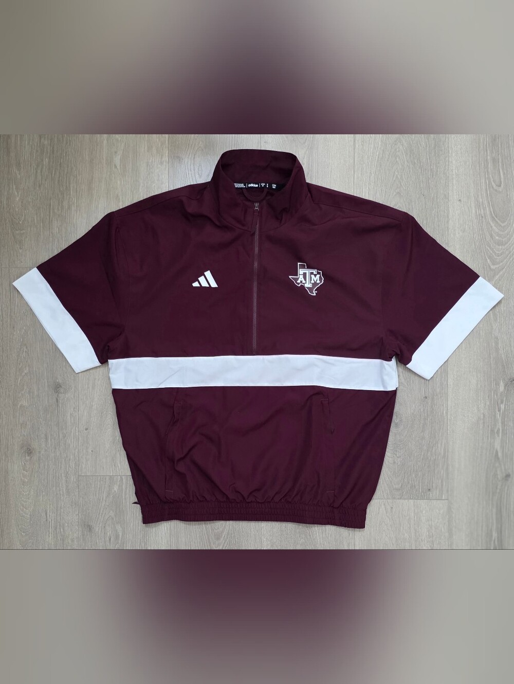 Adidas NCAA Texas A&M Aggies Strategy Short Sleeve Half-Zip Jacket HY0232 Mens M